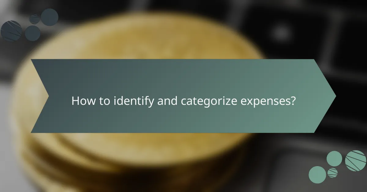 How to identify and categorize expenses?